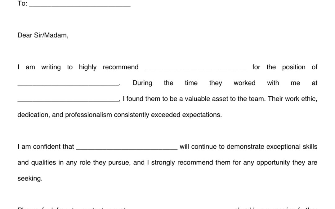 Personal Recommendation Letter