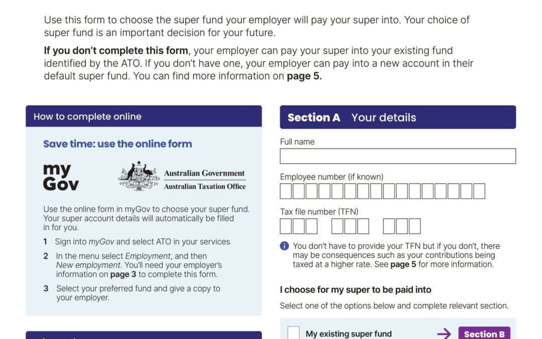 ATO Superannuation standard choice form