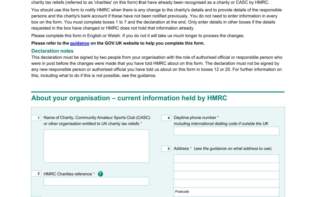 Charities change of details form